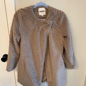 BB Dakota Beige Textured Faux Fur Jacket